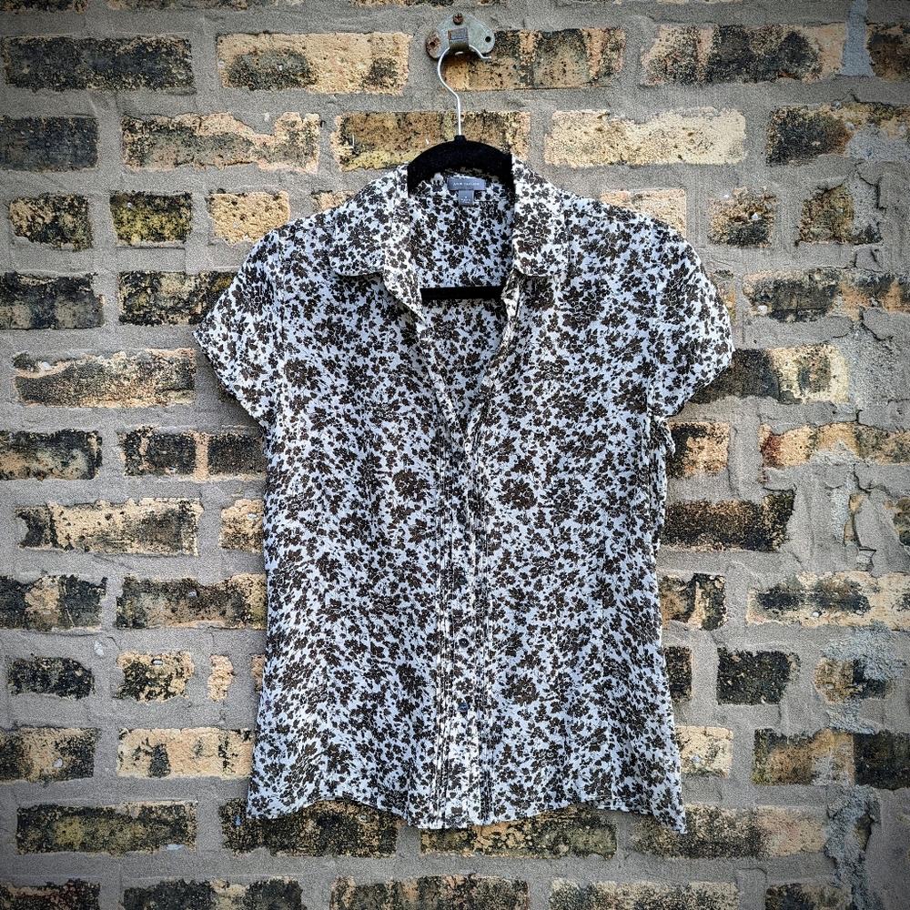 Silk floral button up top